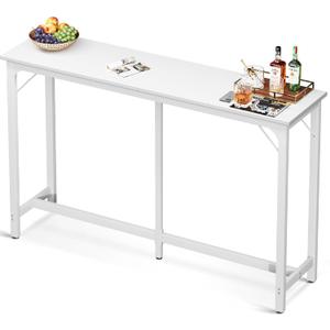 ODK 63 inch Bar Table, Bar Height Pub Table, Counter Height Bar Table, Rectangular High Top Kitchen & Dining Counter Tables with Sturdy Legs & Easy-to-Clean Top, Indoor use, White