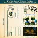 Solar Frog Garden Stake Lights Outdoor Waterproof, Frog Couple Swing Yard Light with Welcome Sign, Metal Garden Decor for Yard Pathway Porch, Garden Stake Light Gift for Women Mom (48 Inch)