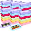 Cholemy 30 Pcs Plastic Pencil Box Bulk Large Capacity Pencil Case Crayon Box with Snap Tight Lid Stackable Organizer Containers for Pen Erasers Stationery Toys School Supplies(Pastel)