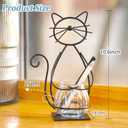 Desktop Glass Planter Vase Holder, Metal Cat Plant Terrarium Stand for Plants Creative Decorations for Home Patio Lawn Garden