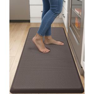 DEXI Kitchen Mat Cushioned Anti Fatigue, Extra Thick Comfort Standing Floor Mats Waterproof, Memory Foam Antifatigue Runner Rug for Desk Office, Sink, Laundry, 48x20, Brown