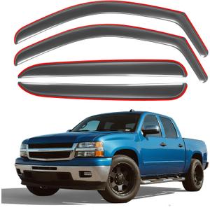 in-Channel Window Rain Guards for 2007-2013 Chevy Silverado/GMC Sierra 1500/2500/3500 Crew Cab, Window Deflectors Vent Visors for 2003 Chevy Silverado Accessories, 4 Full-Size Doors (Light Smoked)