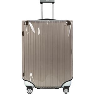 Explore Land Clear Luggage Cover Tough Protector Fits for 18-20 Inches Suitcase for Travel Airplane (PVC Gray, S)