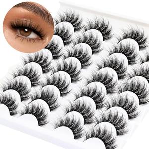 Losha Lashes Fluffy False Lashes 14 Pairs 5D Full Fake Eyelashes Vegan Handmade Faux Mink Lashes Pack (815-Z)