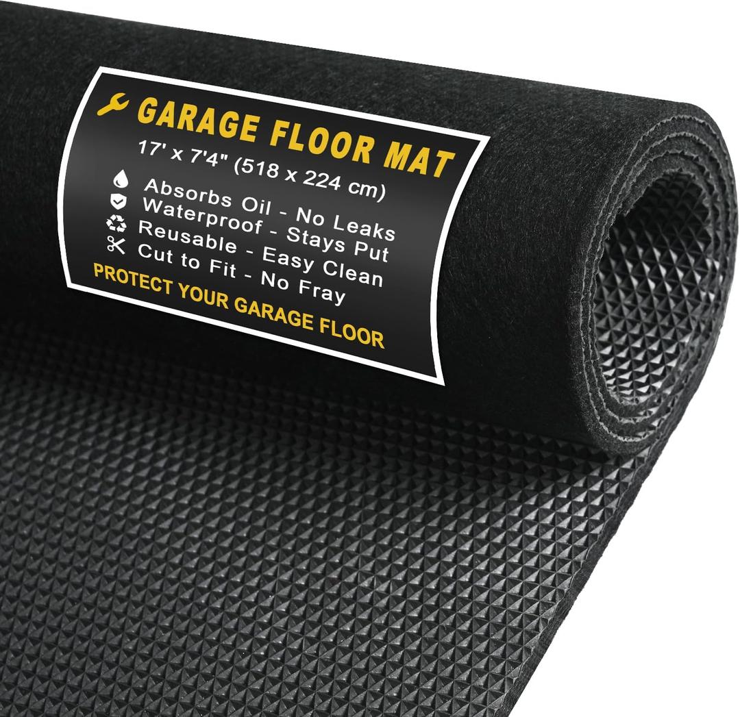 Heavy-Duty Garage Floor Mat 17' x 7'4" - Waterproof Garage Flooring for Cars & SUVs, Durable Garage Mats for Floor, Oil Spill Resistant Garage Mat, Easy-to-Clean Garage Rug for Floor, Oil Change Mat