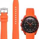 Quick Release Silicone Bands Compatible with Omega X Swatch Moonswatch Watch 20mm Curved No Gap Premium Silicone Rubber Strap Watch Replacement Band Men Women (Orange)