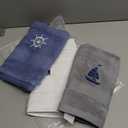 3 Pcs Nautical Hand Towels 13.3 x 28.4'' Nautical Bathroom Decor Summer Dark Blue White Cotton Dish Towels Coastal Boat Owners Gift for Home Bath Kitchen Beach Accessories