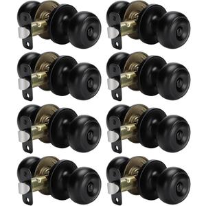 goldenwarm Black Interior Door Knobs, Matte Black Privacy Door Knob, Black Bedroom Door Knobs, Black Door Knobs Interior Bulk, Indoor Bathroom Door Knob(8 Pack, Matte Black)