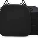 Shinnwa Chair Cushions for Dining Chairs 6 Pack, Non-Slip Kitchen Chair Cushions with Detachable Straps and Machine Washable Cover, Set of 6, 17x16x2in, Black