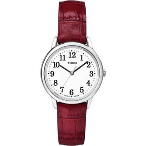 Timex Women's Easy Reader Watch (30mm, Red/Silver-Tone/White/30mm)