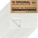 SUPERSCANDI 10 Pack Swedish Dishcloths for Kitchen - 100% Biodegradable & Compostable Reusable Paper Towels Washable, Food-Safe & Without Plastic - Dish Rags Suitable for Any Surface, White