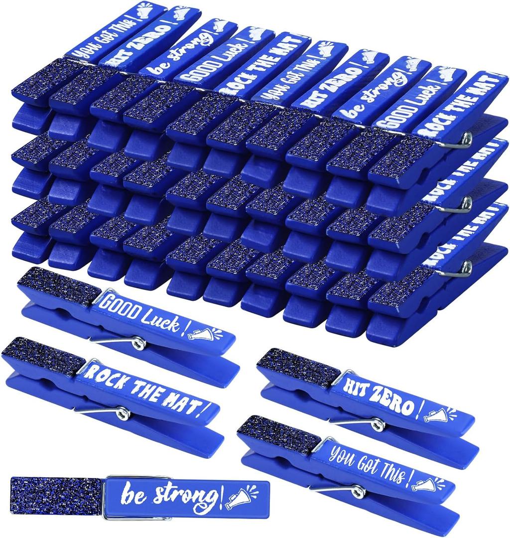 Kigeli 30 Pcs Spirit Clips Cheer Pins Cheerleader Gifts Clothes Pins for Backpacks Competition Glittered for Team Cheer Gifts Stuff Supplies Party Favors Accessories Bulk(Blue,Shiny)
