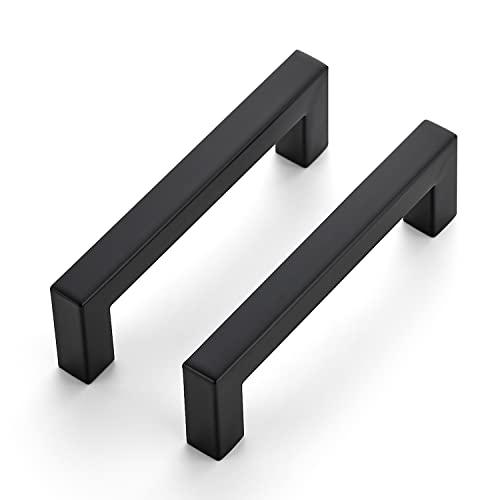 Ravinte 2 Pack 4 Inch Kitchen Square Cabinet Handles Matte Black Cabinet Pulls Black Drawer Pulls Cupboard Hardware Kitchen Handles
