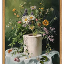 Vintage Floral Bath Wall Art Dark Green Botanical Flowers Canvas Painting Colorful Flower Pictures Vintage Wildflowers Print Botanical Print Artwork for Bathroom Toilet Decor 12"x16" 