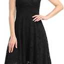 MISS MOLY Women's Floral Lace Overlay Fit and Flare Dress Sexy V-Neck Knee Length Elegant Party Wedding Dress, Size Small