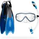Cressi Adult Snorkel Set, Blue, L/XL | US Man 11/13 | US Lady 12/14