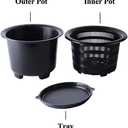8 Inch Orchid Pots with Holes and Saucers,Double Layer Plastic Large Orchid Planter Pot,Flower Pots for Indoor Outdoor Flower Plants,Orchids,Herbs,Snake Plants and Succulents