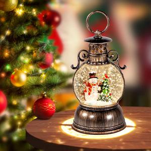 Christmas Snow Globes, Snowman Christmas Trees, Glittering Christmas Decorations with 8 Songs & 6H Timer, USB/Battery Operated Christmas Decor Music Box Indoor for Holiday Table Party Gifts