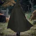 Women Renaissance Hooded Cape with Arm Holes Medieval Cloak Hooded Cape for Halloween Costume Cosplay (Green)
