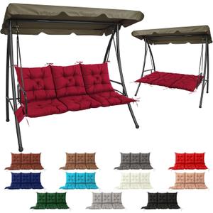 NACATIN 3 Seat Cushion for Outdoor Swing - 60x40 inches, 4" Thick Porch Swing Cushions with Ties and Storage Bag, Waterproof Bench Cushions for Patio, Outdoor, Backyard and Garden (Wine Red)
