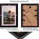 KINLINK 5x7 Picture Frame Black Set of 4, Wooden Photo Frames Matted 4x6 with Plexiglass for 4x6 with Mat or 5x7 without Mat for Table and Wall Display