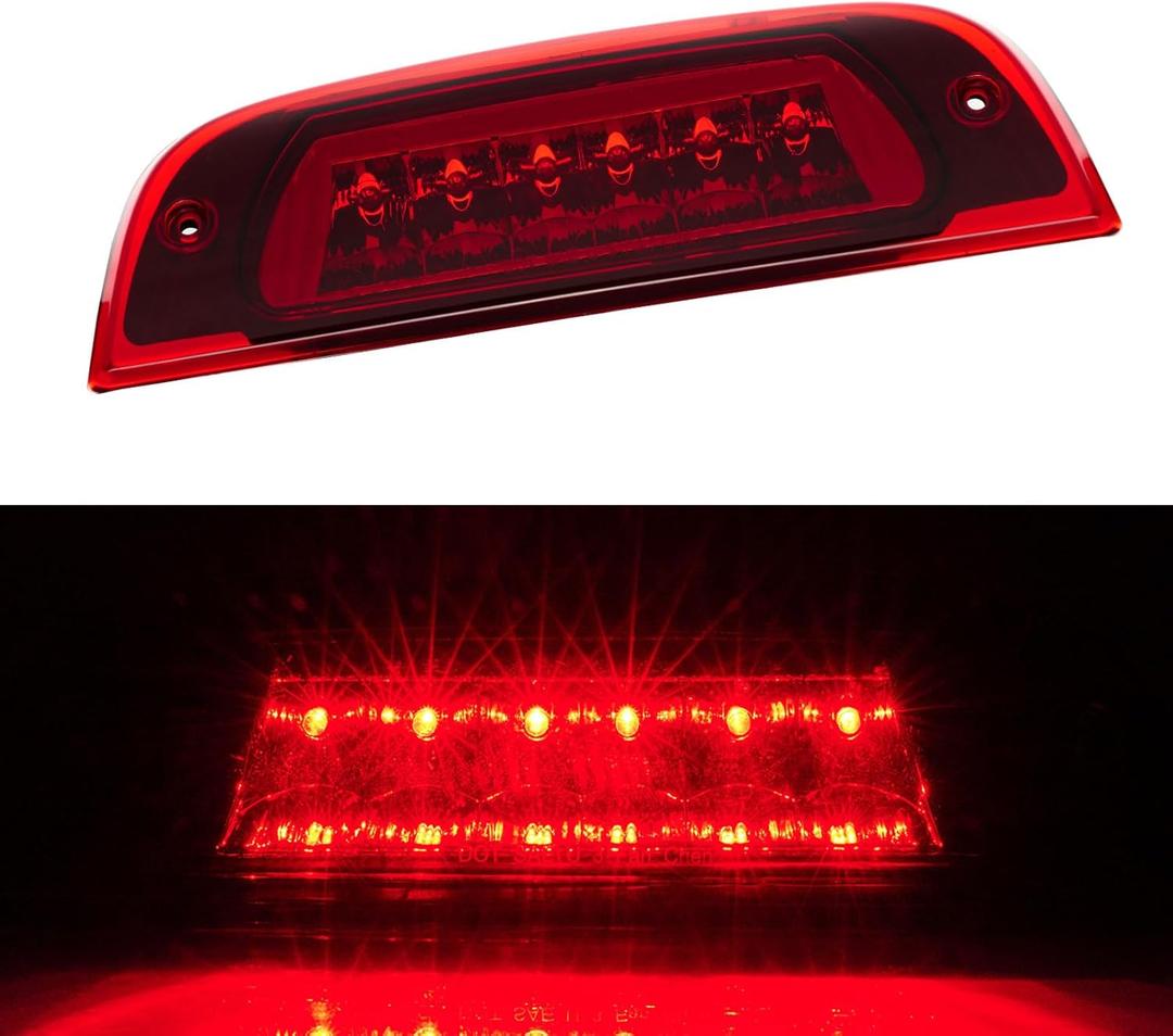 Third 3rd Brake Light LED for 2002-2007 Jeep Liberty, High Mount Rear Brake Lights Assembly for 02-07 Liberty, Waterproof Center Cab Lamp Stop Light (Red)