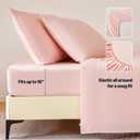 Amazon Basics Sheet Set Cationic Microfiber 4-Piece Bedding Set, Wrinkle Free and Easy Fit, Easy Care Bedding with 1 Deep Pocket Fitted Sheet, 1 Flat Sheet, and 2 Pillowcases, Full, Pink
