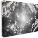 Stupell Industries Sun Centered Behind Dark Sparkled Clouds Black White, Designed by Ziwei Li Wall Art, 36"x48", Canvas