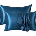 Ersmak Satin Pillowcase Queen Set of 2, Ultra Soft & Silky Satin Pillow Cases for Hair and Skin, Wrinkle Fade Resistant Pillow Covers with Envelope Closure (Navy Blue)