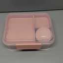 Finorder Light Pink Portable Bento Lunch Box with Handle, BPA Free Snack Food Container for Picnic Work, 43-oz Food Grade Lunch Bento Box with 5-oz Yogurt Cup