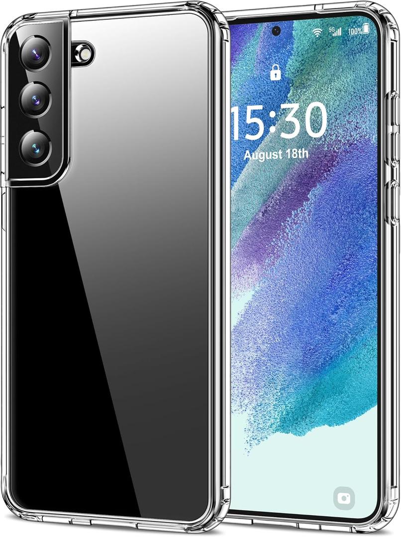 HOOMIL Case for Samsung Galaxy S21 FE 6.4-Inch, Non-Yellowing, Drop Protection, Anti-Scratch Transparent Hard Back Phone Cover - Crystal Clear