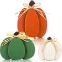 Ferraycle 3 Pcs Fall Pumpkin Decor Fall Wooden Signs 3D Pumpkin Tabletop Decor Farmhouse Sign Rustic Tiered Tray Decorations Block Centerpieces Standing Sign for Home Kitchen Harvest(Colorful Color)