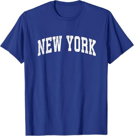 New York Vintage Varsity Sports Text T-Shirt