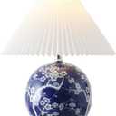 JONATHAN Y Shishen Table Lamp Chinoiserie Orb Ceramic 19.5", Navy/White