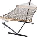 SUNCREAT Portable Hammock with Stand,Heavy Duty Standing Hammock, 450 lbs Capacity, Brown