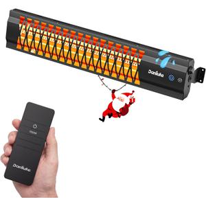 Danluke 1500W Electric Patio Heater, Wall Mounted Outdoor Heater with Remote & Touch Control, Carbon Fiber Heating for Patio, Garage, Deck, Gazebo, Backyard, Black