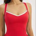 QINSEN Womens V Neck Pleated Tennis Dresses Built in Shorts Cross Back Sleeveless Athletic Dress with Pockets (Red, L)