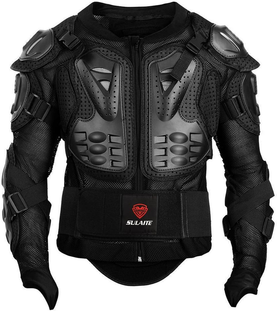 Gute Motorcycle Protective Jacket with Full Body Armor, Motocross Protective Jacket Armour, Sport Motocross MTB Racing & Off-Road Chest Protection Dirt Bike Gear for Men (3XL) (Black)