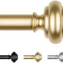 KAMANINA Gold Curtain Rods for Windows 48 to 84 Inches (4-7ft) Heavy Duty Curtain Rods, 7/8 Inch Adjustable Decorative Drapery Rods Set with Modern Finials