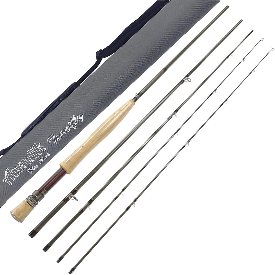 Aventik TroutFly Fly Fishing Rod with Extra Tip,8'6"/9'/9'6"/10', LW4-9,4-Piece Fast Action Carbon Fiber Rod, Japan Toray 46T High Modulus Trout Rod with Cordura Tube