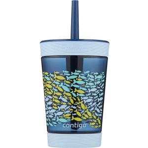 Contigo Kids Spill-Proof Tumbler with Straw, 14oz., Eggplant with Mermaid (Nautical Blue)