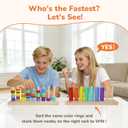 Color Sorting Stacking Game Toys, 7 Colors Ring Stack Challenge Puzzle Game, Wooden Rings Color Matching & Stacking Toys for Kids, Competitive Tabletop Game for Family Night, Gifts for Boys and Girls