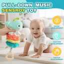 Jollybaby Baby Musical Pull String Hanging Toy for Stroller Car Seat Crib Play Gym, Plush Stuffed Whale Toy for Carseat with Music Teether Crinkle Paper, Sensory Toy for 0-6-12-18 Months Baby Gift