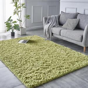 TABAYON Shaggy Green Grass Rug, 2x3 Area Rugs for Living Room, Anti-Skid Extra Comfy Fluffy Floor Carpet for Indoor Home Decorative