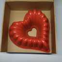 Layhit 2 Pcs Valentine 10 Inches Heart Shaped Fluted Cake Pan Aluminum Heart Cake Pan Non Stick Oven Baking Mold for Valentine Birthday Wedding Family Party Kitchen Accessories (Red)