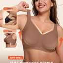 LetsJoli Bras for Women Supportive Wireless Push Up Bra Full Coverage No Underwire Seamless Plus Size for Older Women 4XL (Brown)
