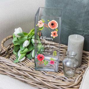 Personalised Printed Vase Pink Floral 4"x4"x8"