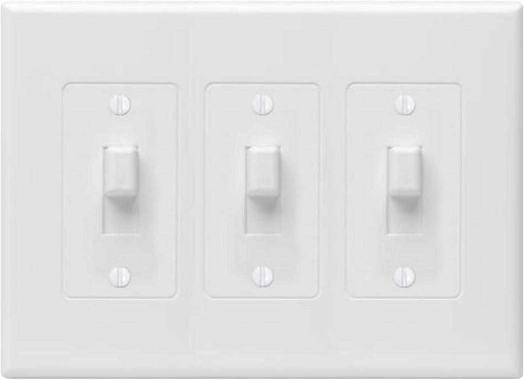 TayMac 2673W 3-Gang MASQUE Decorator Cover, Toggle, White