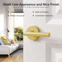 3 Pack Brushed Gold Passage Door Handles, Streamlined Closet Door Lever Handles, Heavy Duty Hall Door Handle Brass, Brushed Gold Hallway Passage Doors Handle