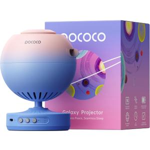 POCOCO Galaxy Star Projector for Bedroom with Replaceable Optical Film Discs, Home Planetarium Night Light Projector with High-Definition Soft Light for Relax, Study, and Meditate, Stress Relief Gifts (Blue Pink)